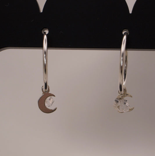 Creolen mit Mond und Herkimer Diamant