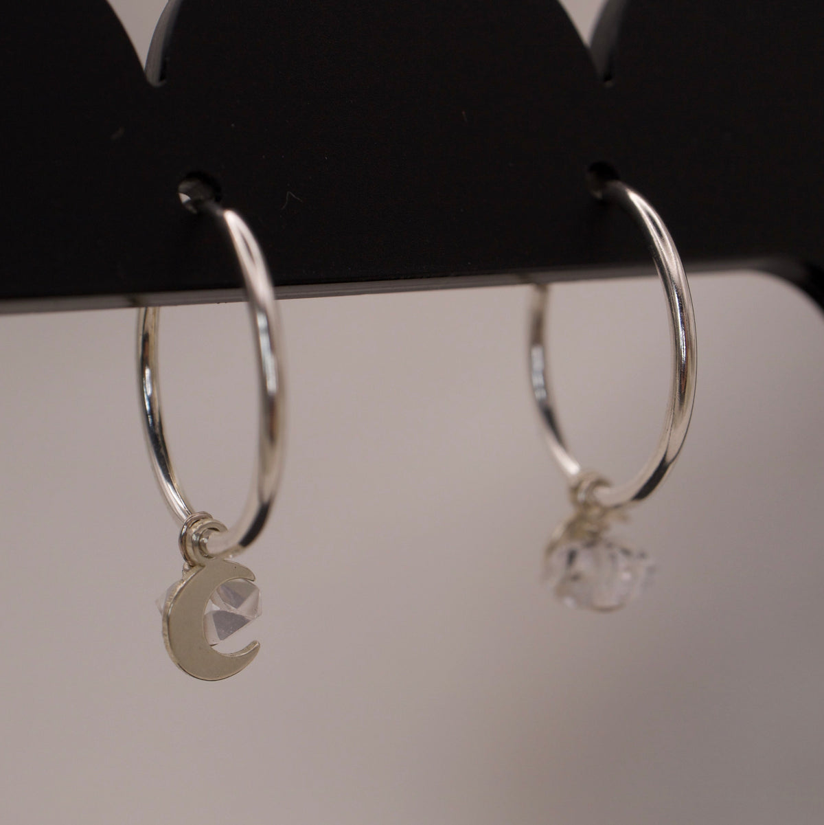 Creolen mit Mond und Herkimer Diamant
