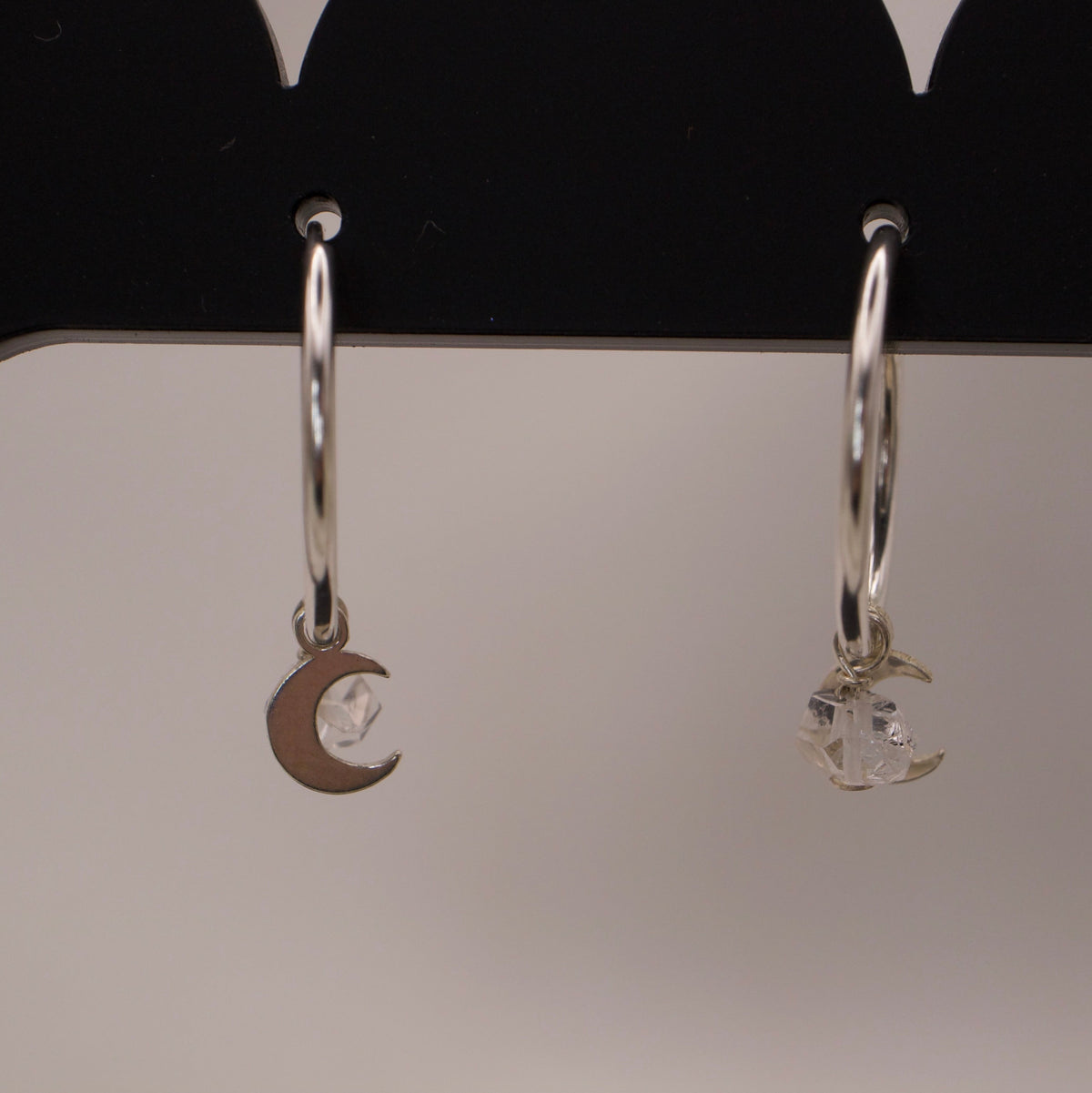 Creolen mit Mond und Herkimer Diamant