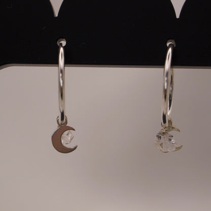 Creolen mit Mond und Herkimer Diamant