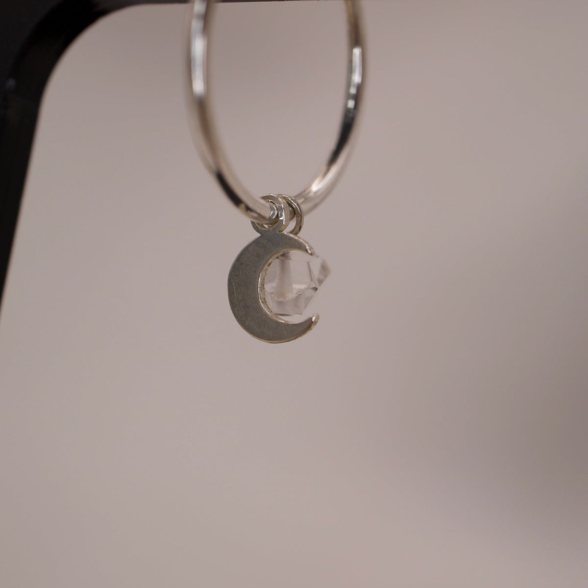 Creolen mit Mond und Herkimer Diamant