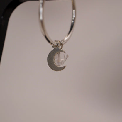 Creolen mit Mond und Herkimer Diamant
