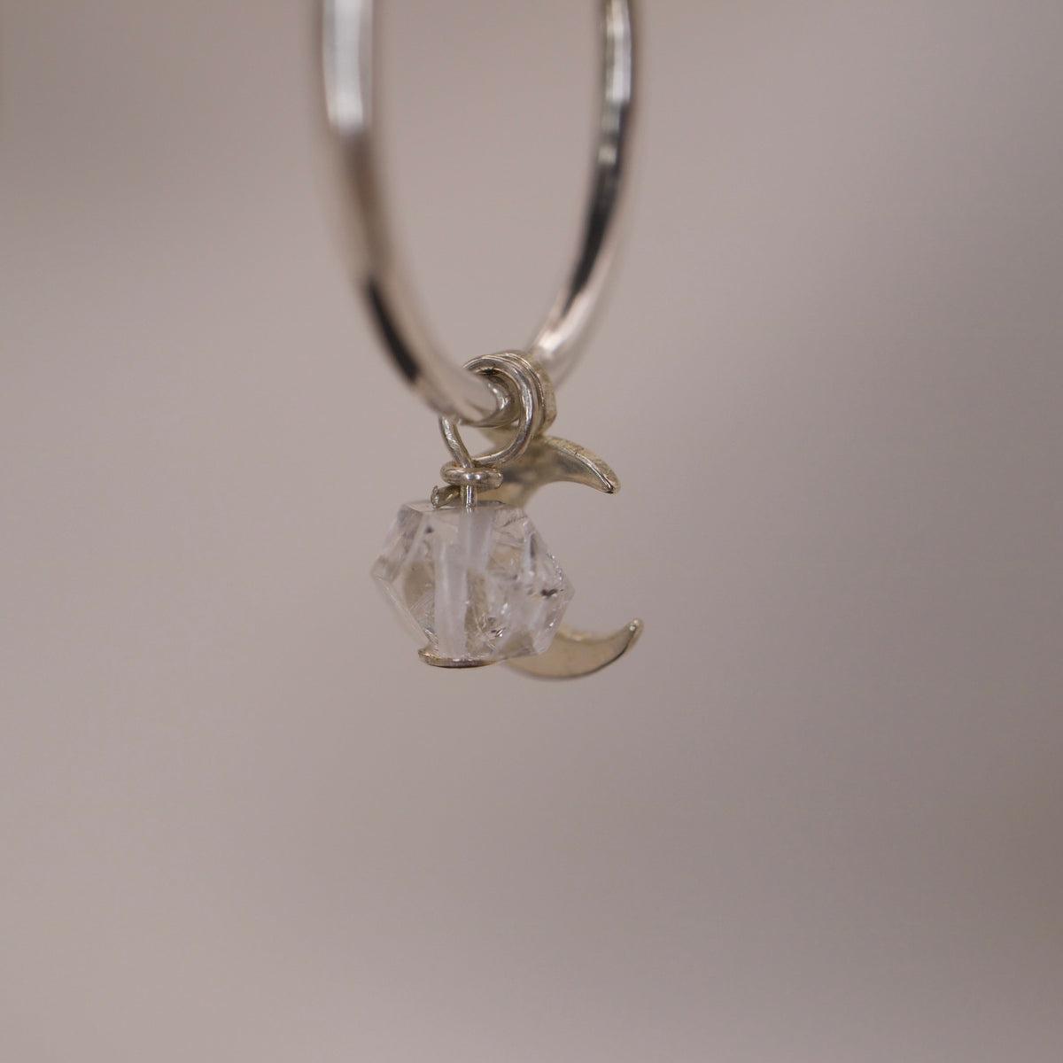 Creolen mit Mond und Herkimer Diamant