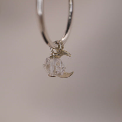 Creolen mit Mond und Herkimer Diamant